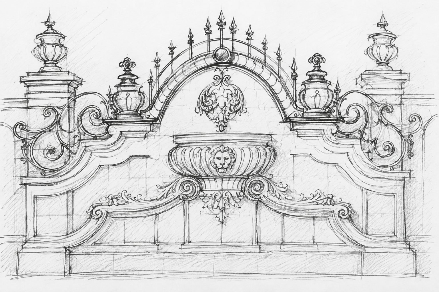 Wall crest and fountain