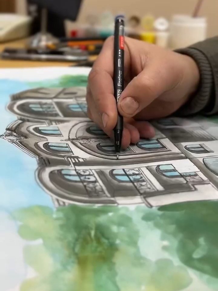 Colouring the villa façade