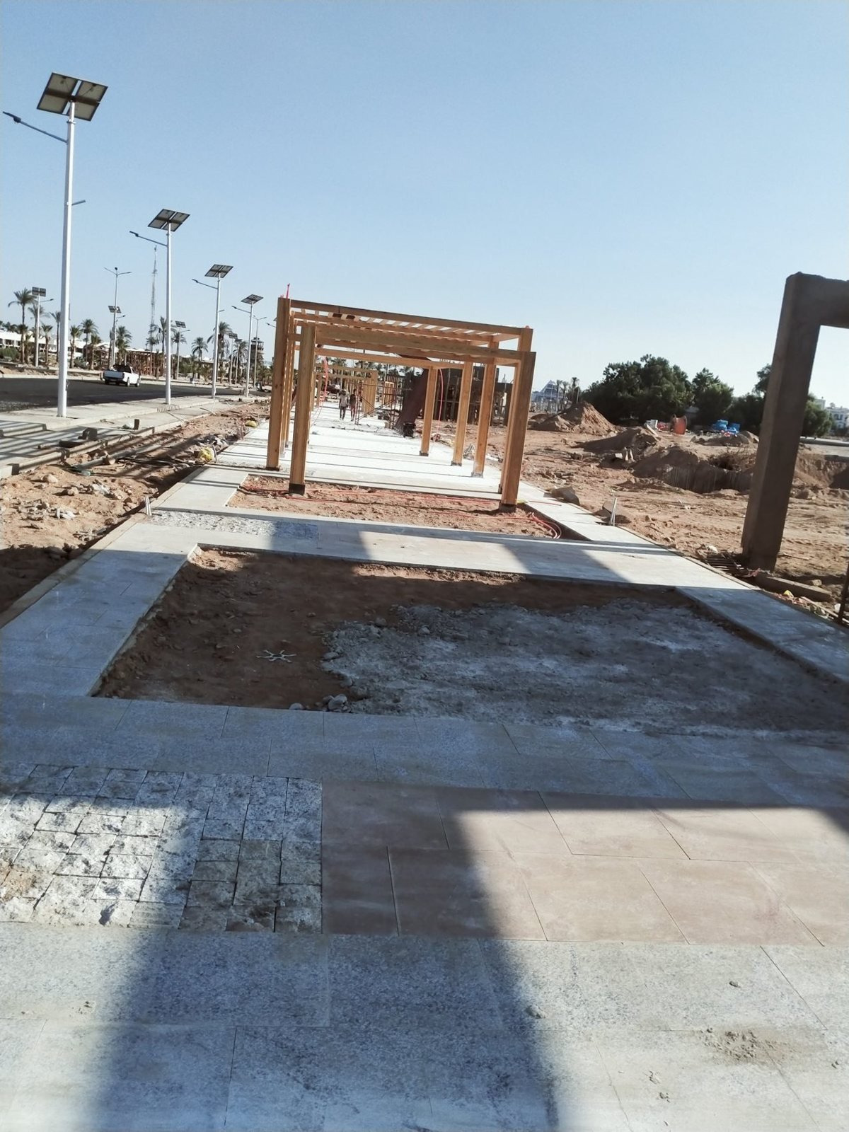 During execution: timber pergola frames
