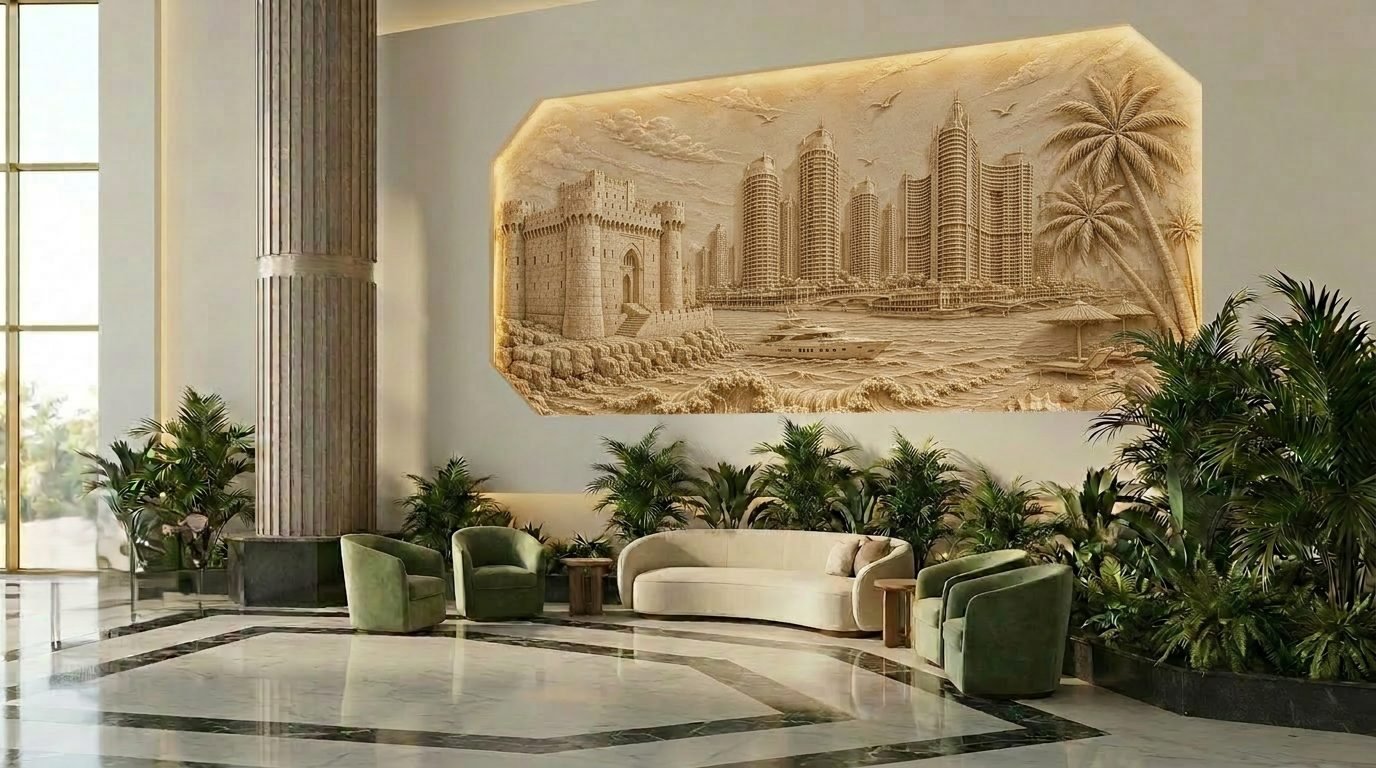 Relief wall: the Citadel and the coast