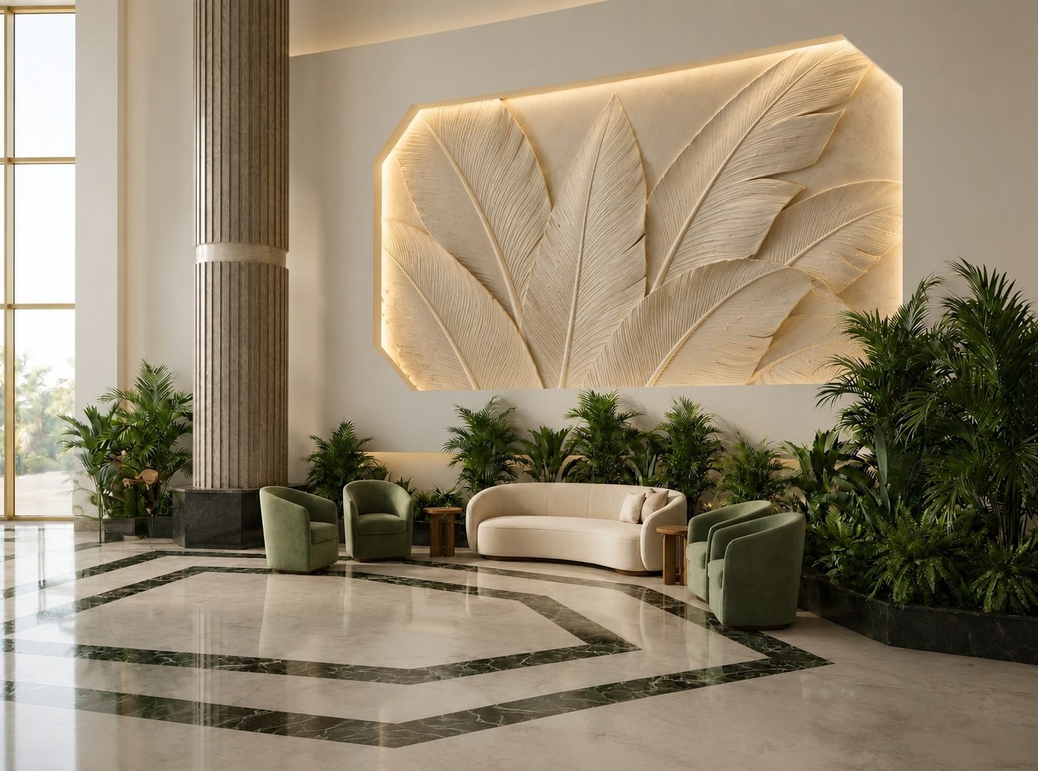 Relief wall: palm leaves